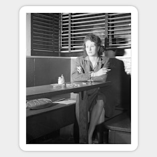 Girl at a Bar, 1943. Vintage Photo Sticker